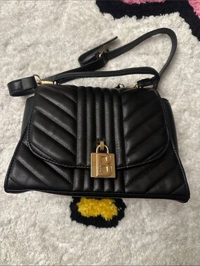 BEBE Black Quilted Crossbody Bag with Gold Hardware